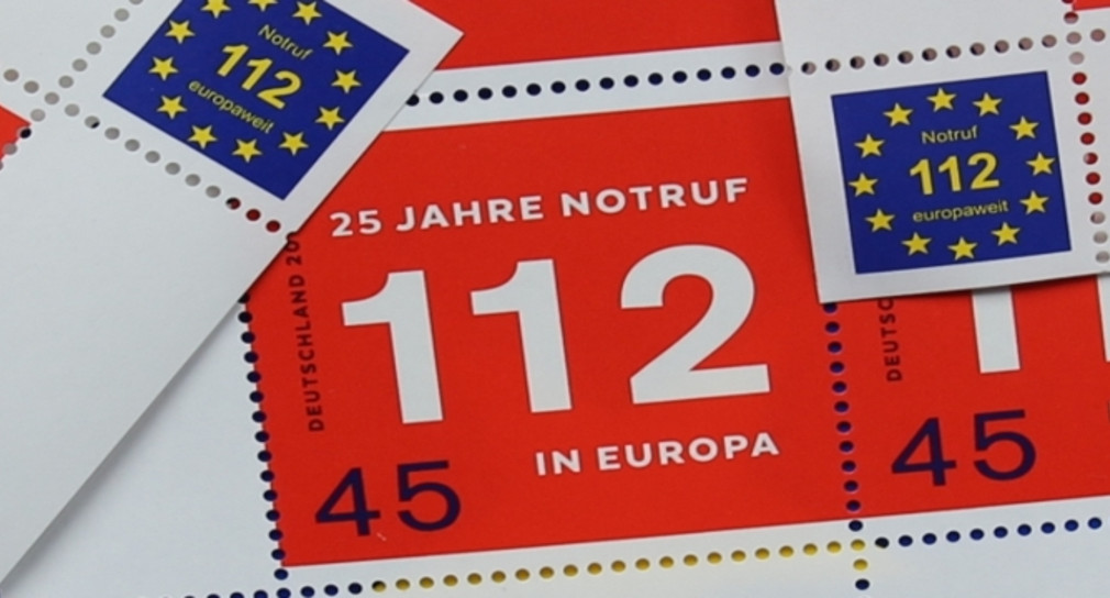 Briefmarken mit der europaweiten Notrufnummer 112