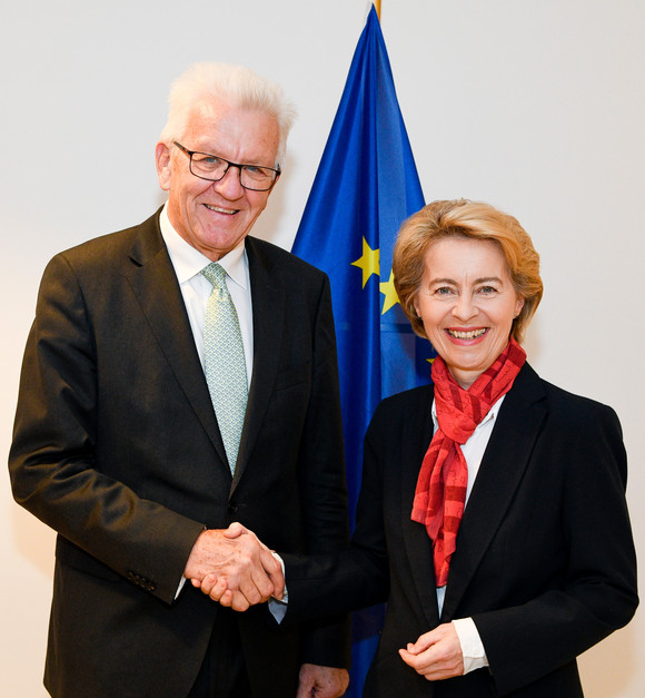 Europa Kretschmann trifft designierte Präsidentin der Europäischen Kommission Ministerpräsident Winfried Kretschmann (l.) und Ursula von der Leyen (r.) (Bild: © European Union 2019 - Source: EP / Christian CREUTZ)