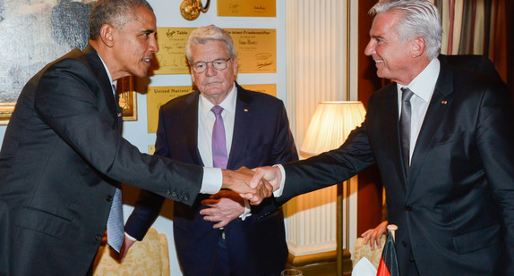 Innenminister Thomas Strobl mit US-Präsident Barack Obama und Bundespräsident a.D. Joachim Gauck