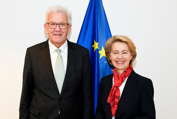 Europa Kretschmann trifft designierte Präsidentin der Europäischen Kommission Ministerpräsident Winfried Kretschmann (l.) und Ursula von der Leyen (r.) (Bild: © European Union 2019 - Source: EP / Christian CREUTZ)