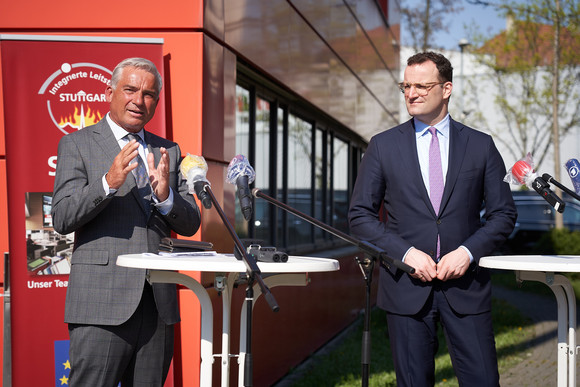 Bundesgesundheitsminister Jens Spahn MdB und Stv. Ministerpräsident und Innenminister Thomas Strobl beim Pressestatement.