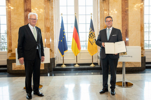 Regierungsbildung Neue Landesregierung Ministerpräsident Winfried Kretschmann (l.) und Peter Hauk (r.), Minister für Ernährung, Ländlichen Raum und Verbraucherschutz