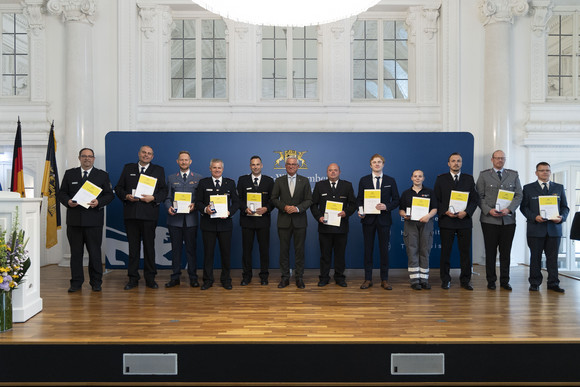 Verleihung der Bevölkerungsschutz-Einsatzmedaille Unwetter 2024