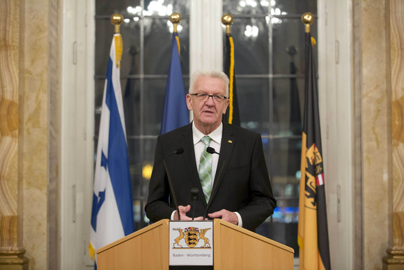 Empfang Besuch einer Delegation des israelischen Supreme Court Ministerpräsident Winfried Kretschmann bei seiner Ansprache