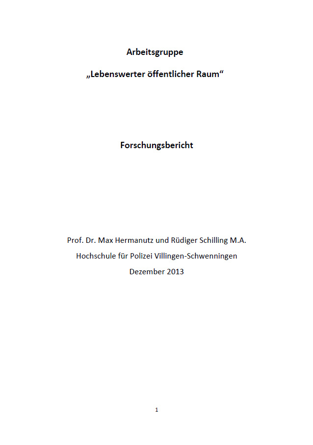 Deckblatt Abschlussbericht AG Lebenswerter Raum Forschungsbericht