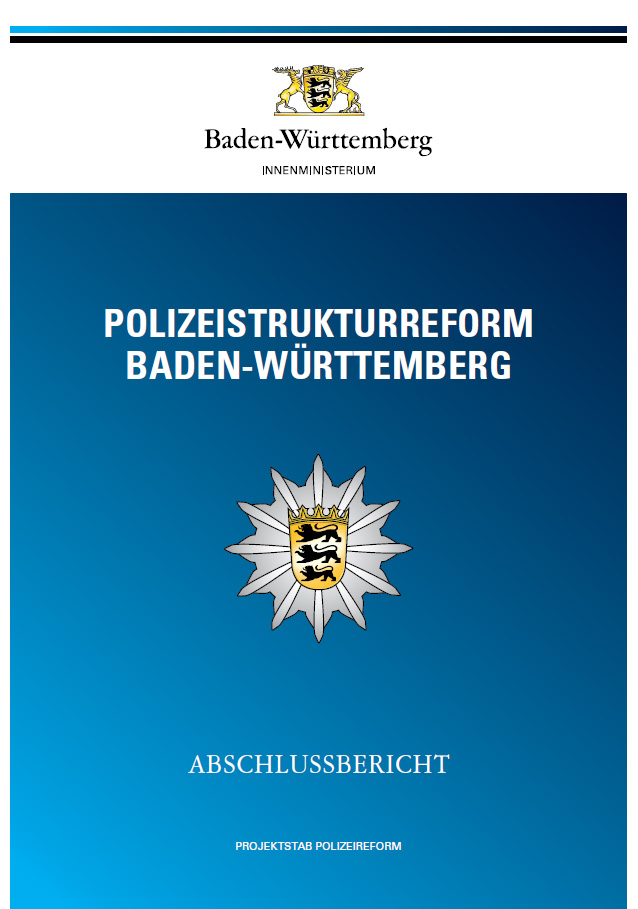 Deckblatt des Abschlussberichts Polizeistrukturreform Baden-W&uuml;rttemberg